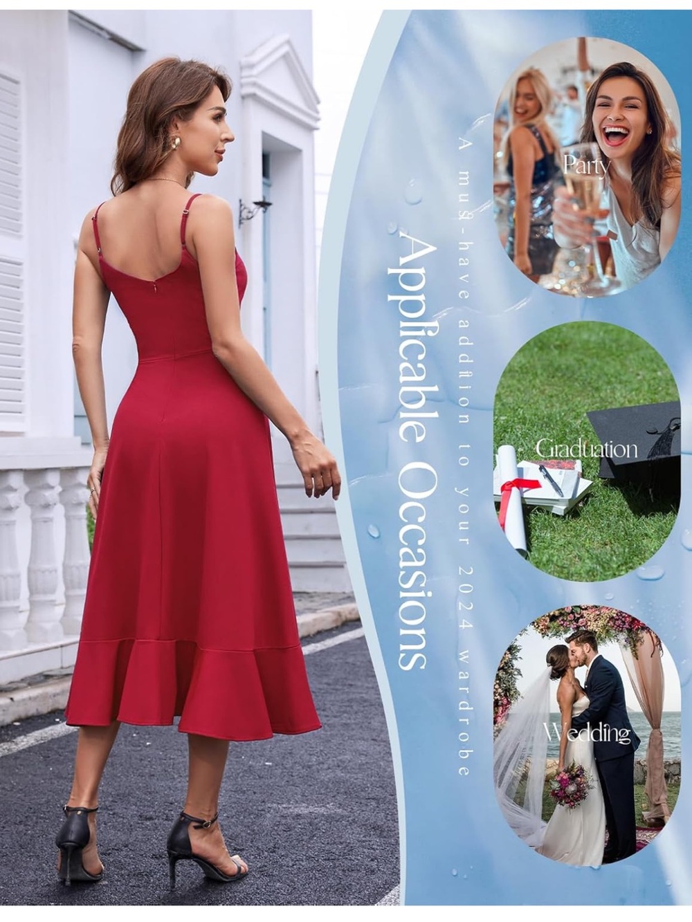DRESSTELLS Cocktail Dress - Red, Midi M. 2837/2-dc:v - Picture 3 of 8